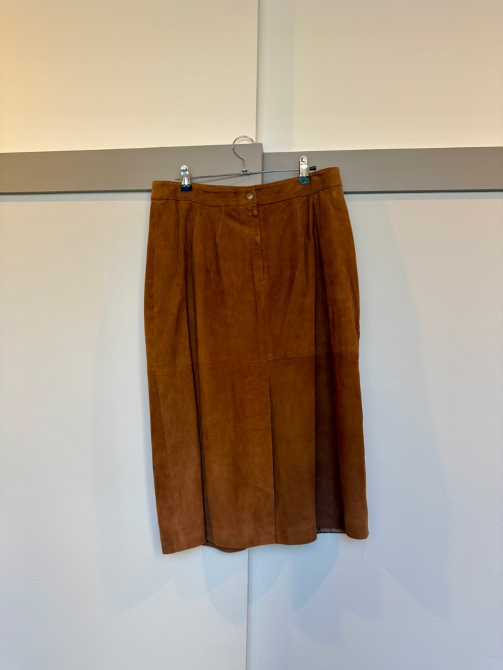 Vintage Brown goat Suede Midi Skirt High Waisted Leather Argentina S - Picture 9 of 9